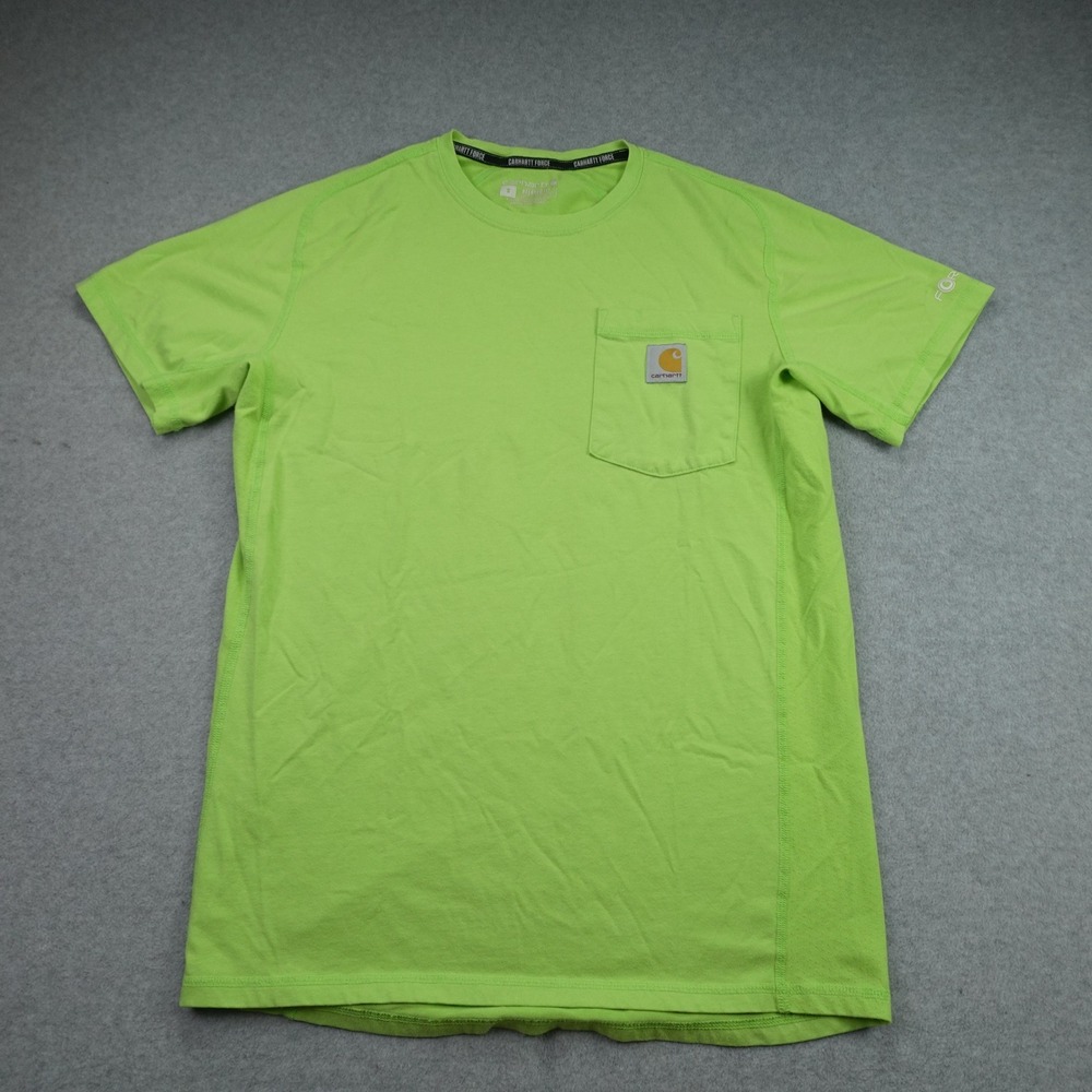 Carhartt T-Shirt Mens S Lime Green Force Relaxed Fit Pocket Workwear Tee
